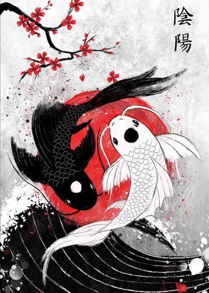 Koi Fish Yin Yang metal poster artwork