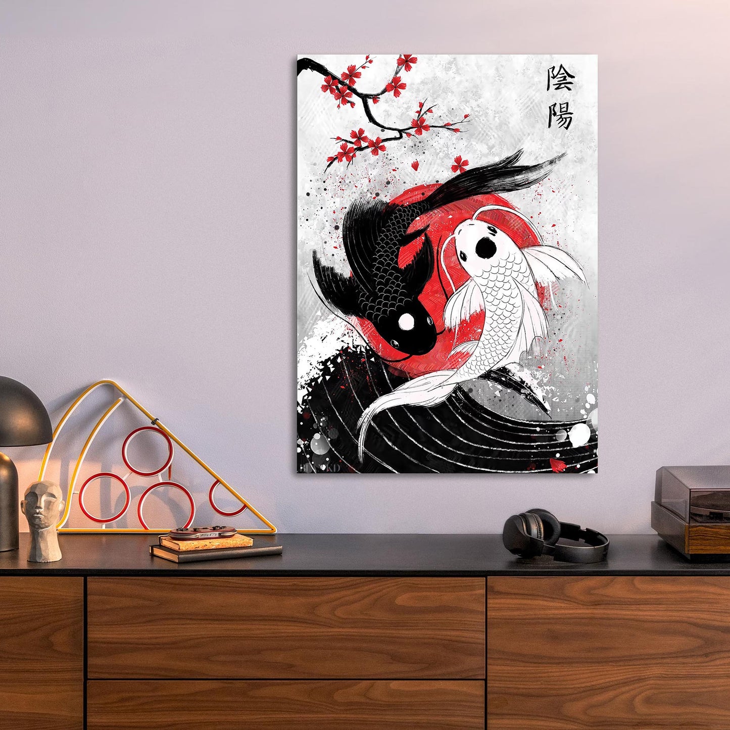 Koi Fish Yin Yang metal poster