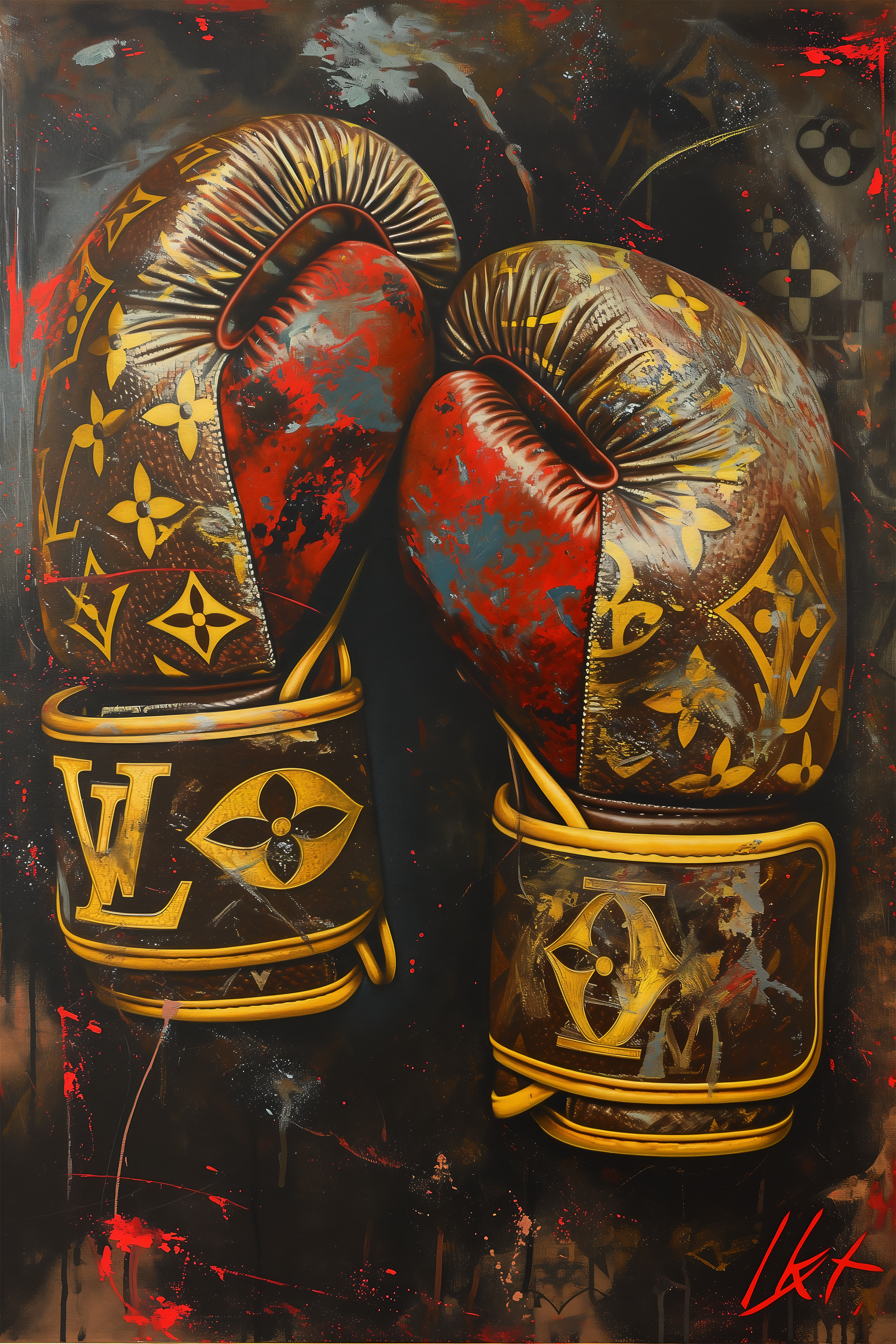 LV Boxing Gloves metal poster artwork