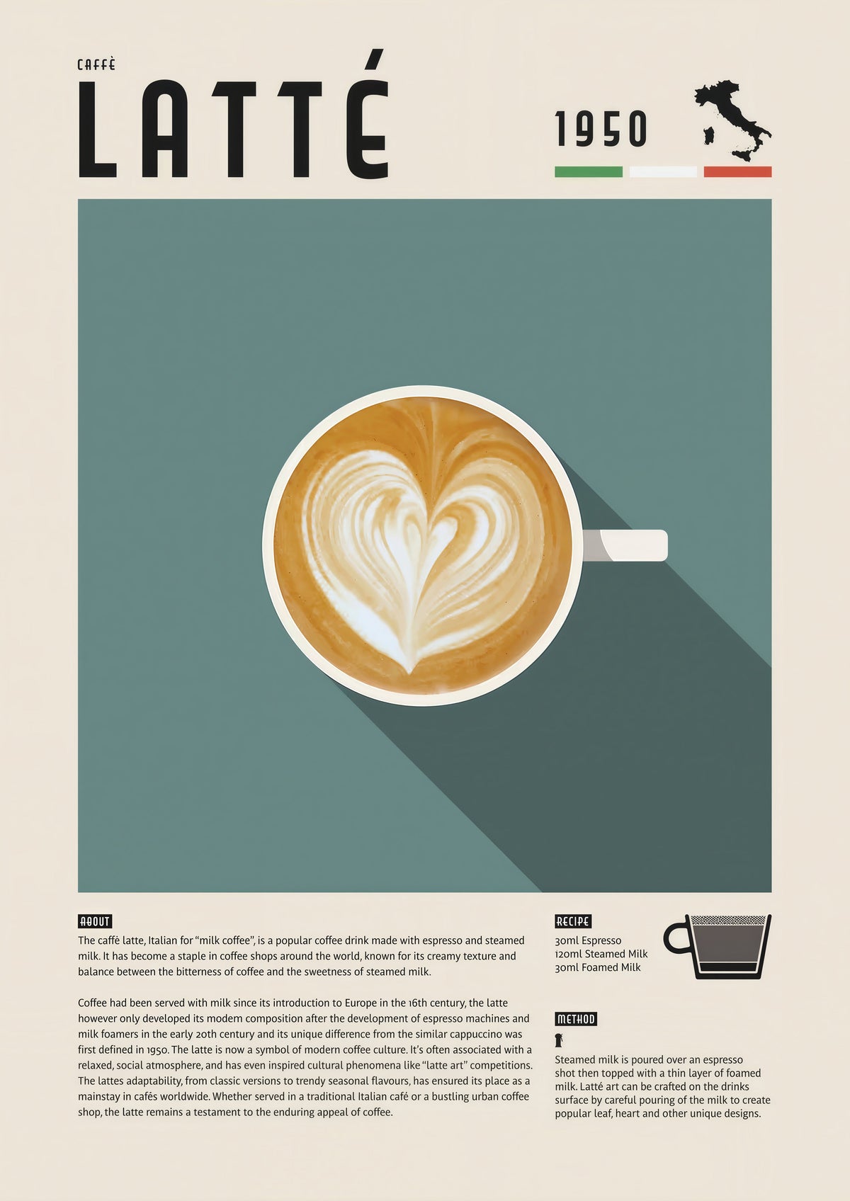 Latte Coffee metal wall art