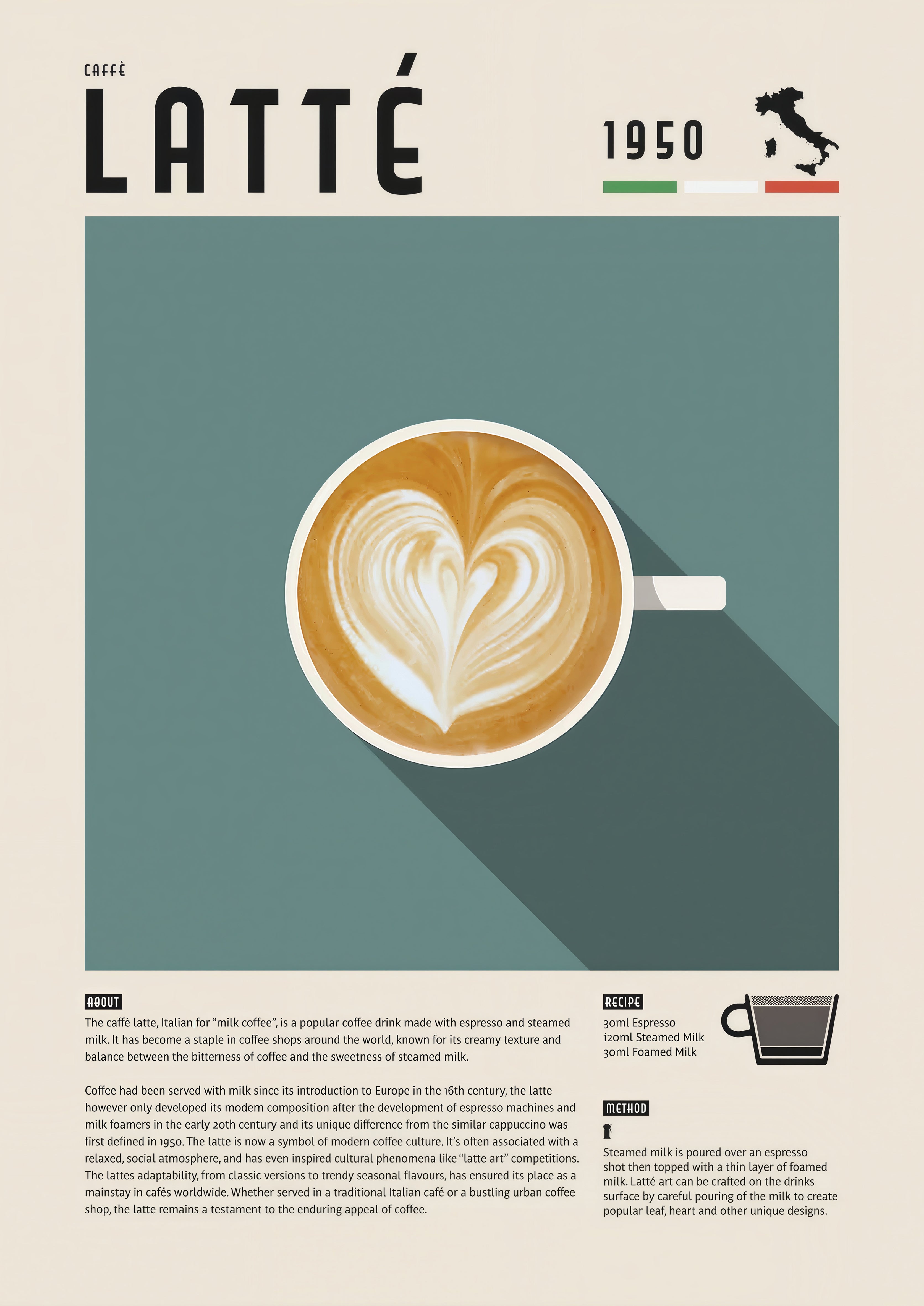Latte Coffee metal wall art
