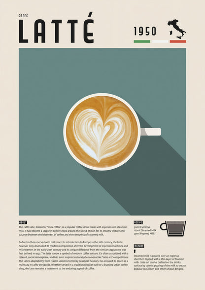 Latte Coffee metal wall art
