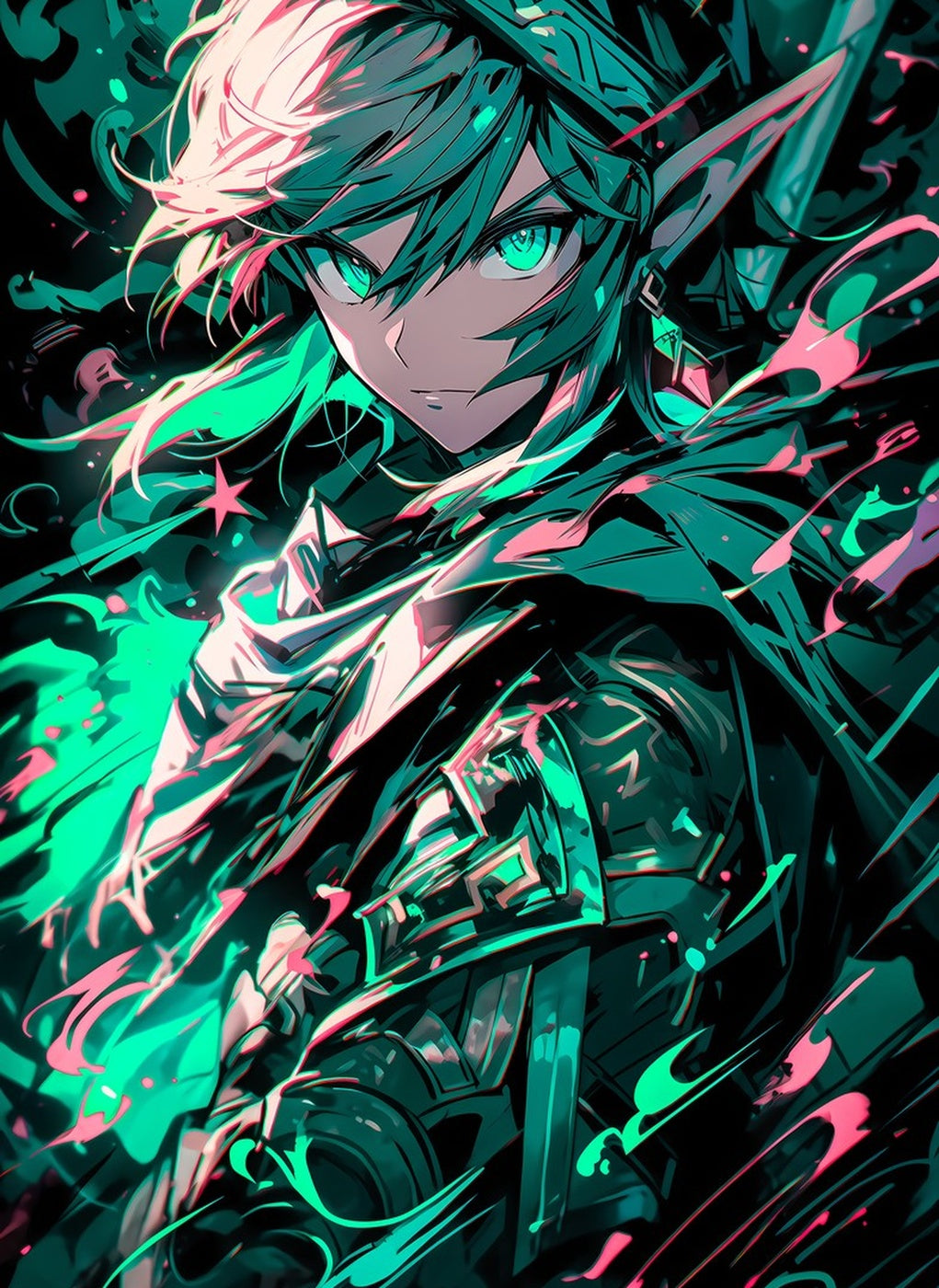 Legend of Zelda Link Neon metal poster artwork