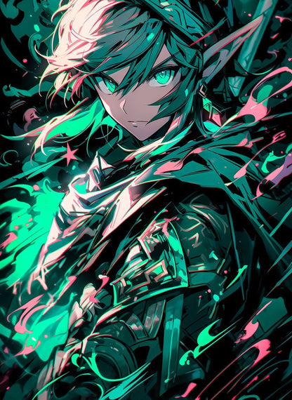 Legend of Zelda Link Neon metal poster artwork