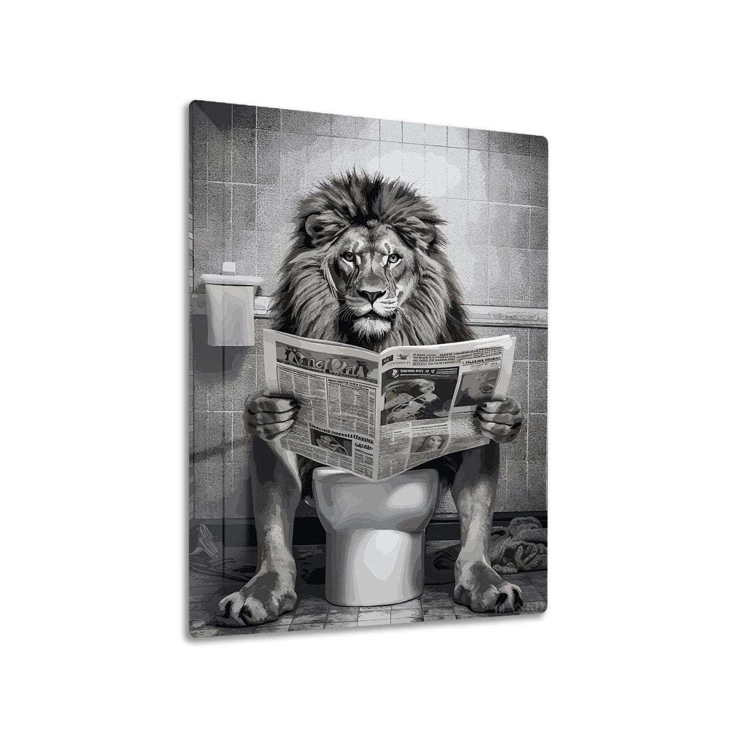 Lion Toilet funny bathroom metal poster