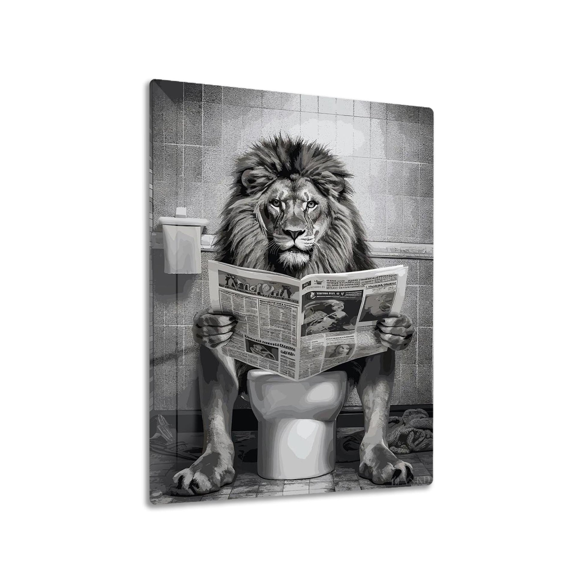 Lion Toilet funny bathroom metal poster