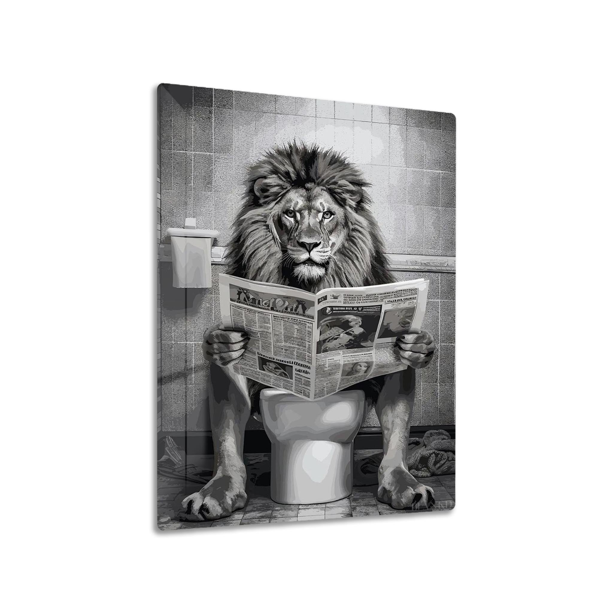 Lion Toilet funny bathroom metal poster