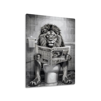 Lion Toilet funny bathroom metal poster