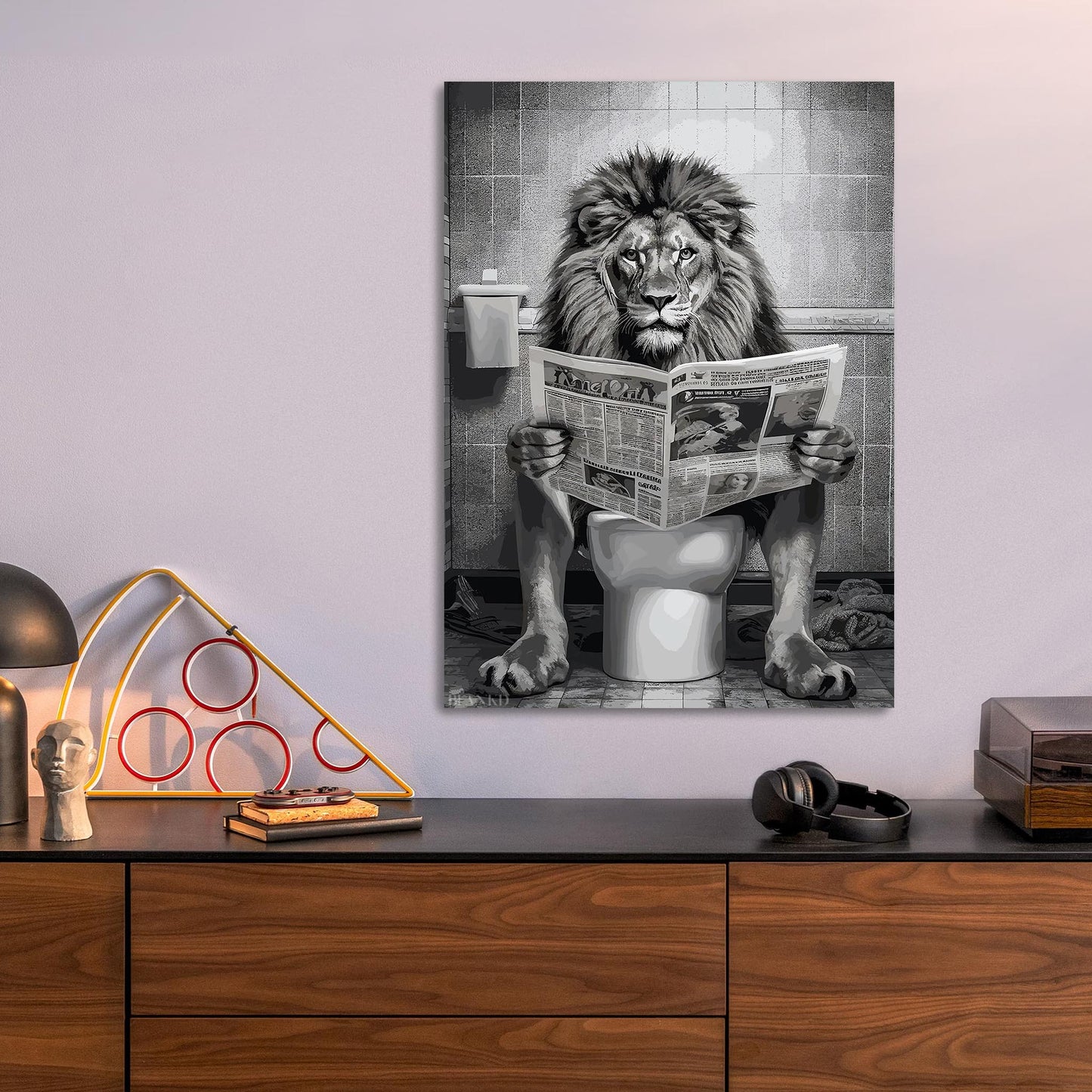 Lion Toilet funny bathroom metal poster