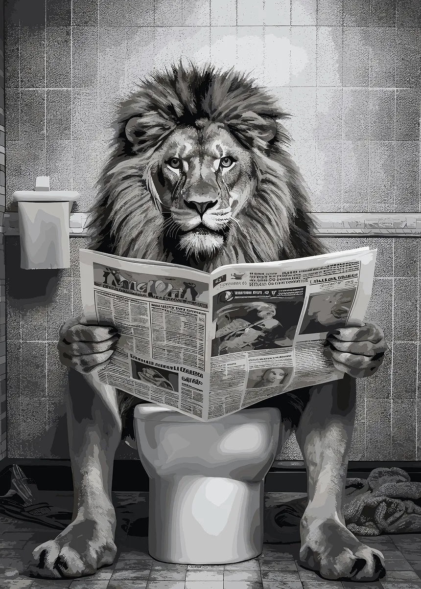 Lion Toilet Funny Bathroom metal poster artwork