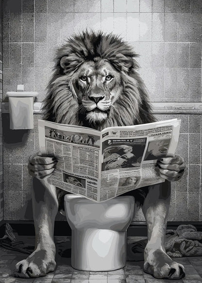Lion Toilet Funny Bathroom metal poster artwork