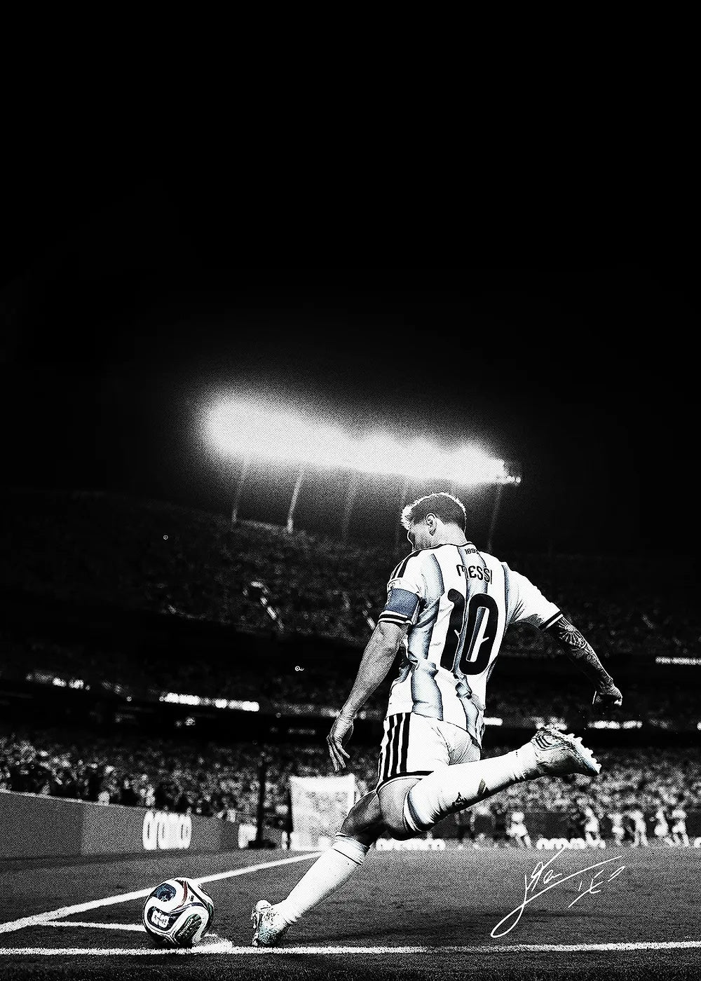 Messi Corner Kick metal poster artwork