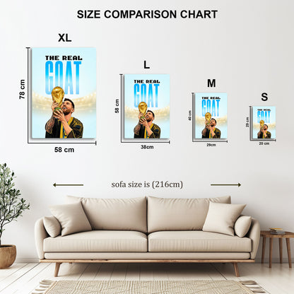 Lionel Messi World Cup metal wall art in styled room setting