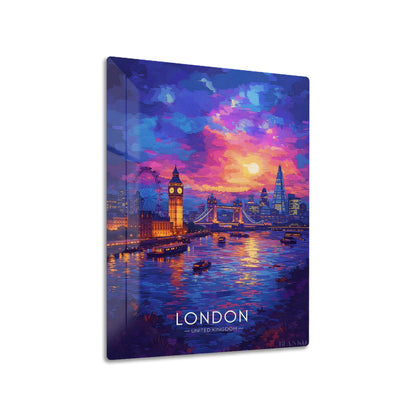 London Skyline metal poster on living room wall
