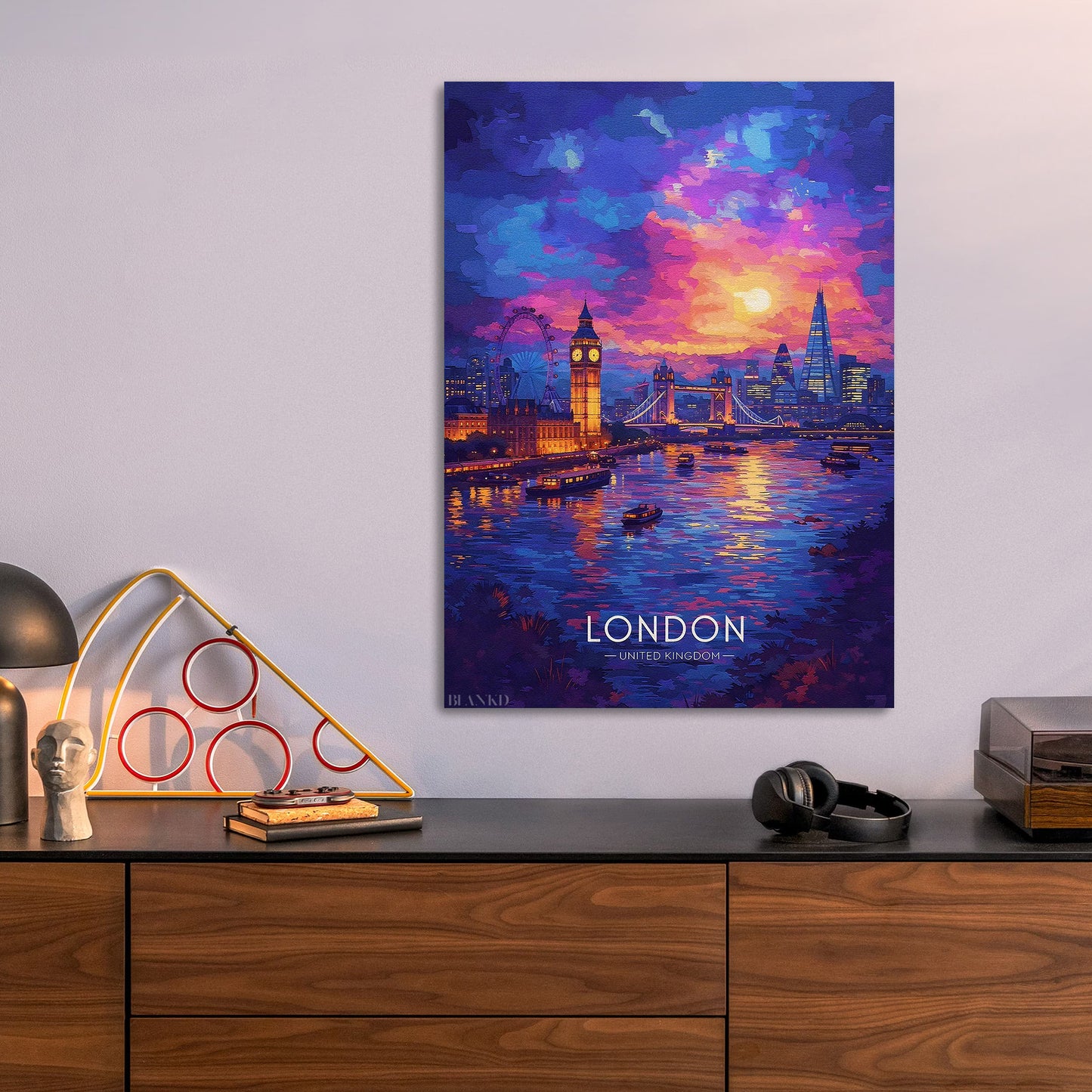 London Skyline metal poster size comparison