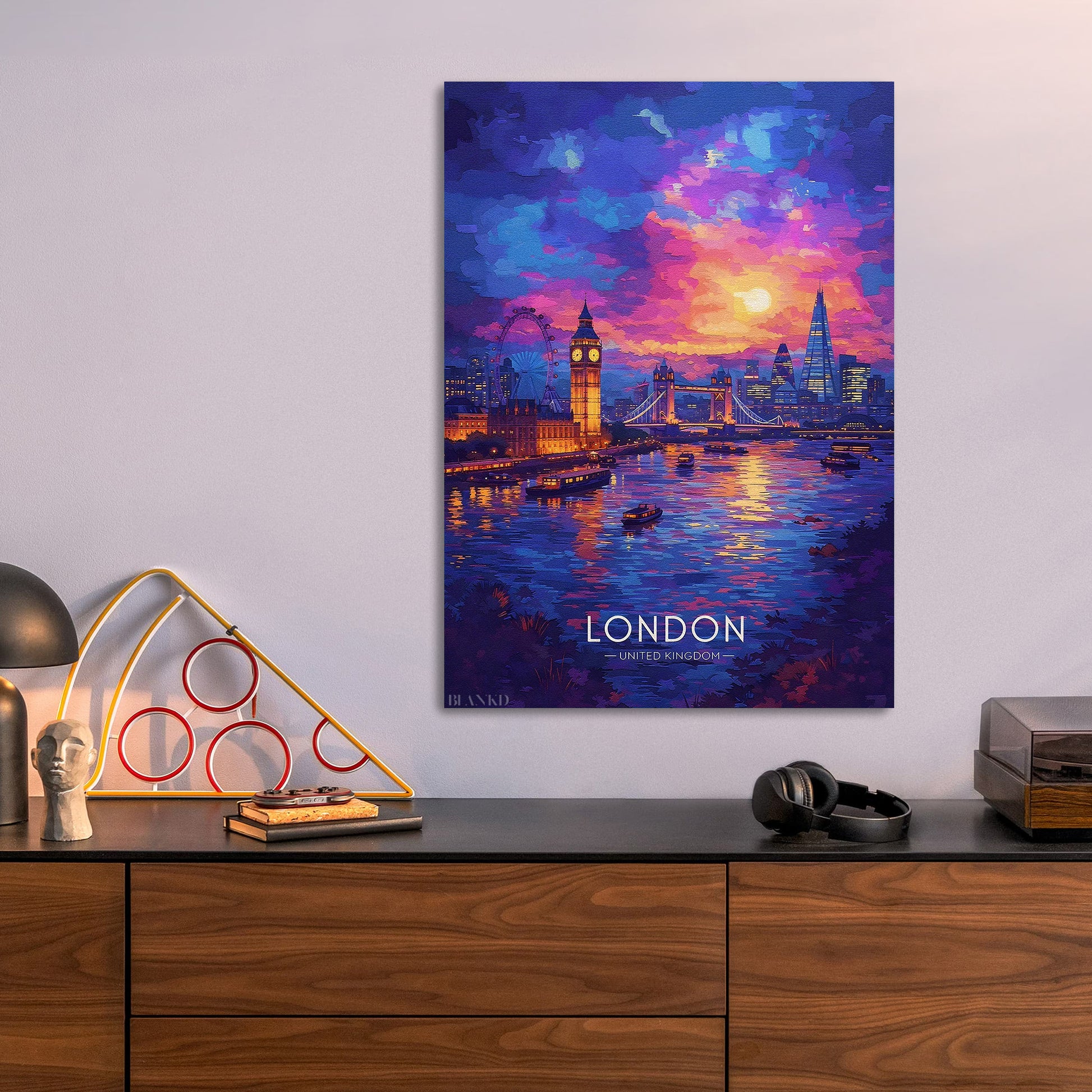 London Skyline metal poster size comparison