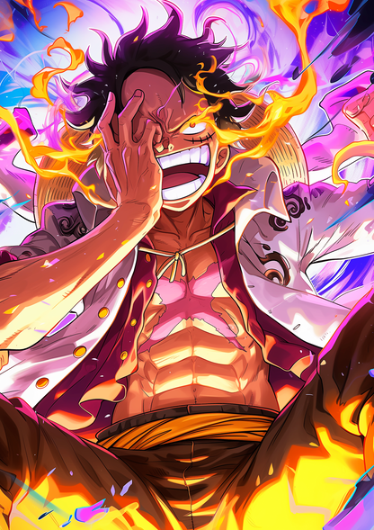 Luffy Flame metal wall art