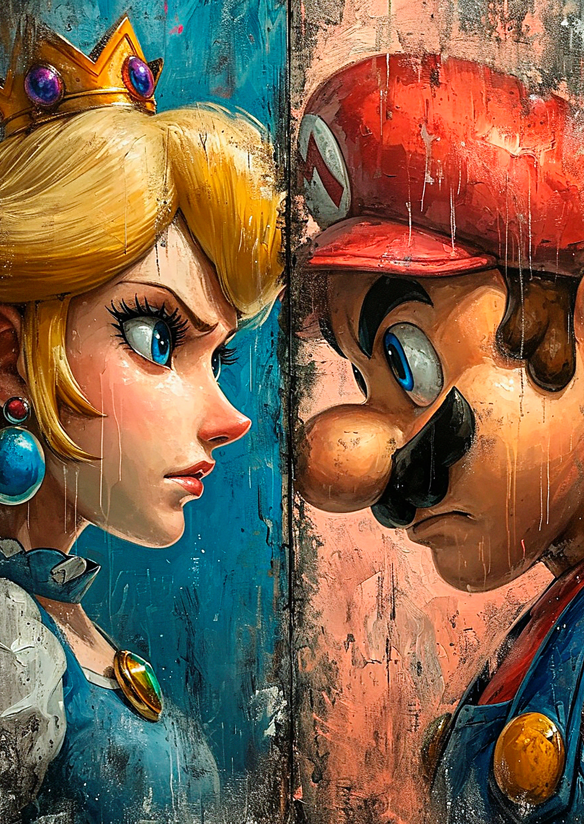 Mario & The Princess metal poster artwork