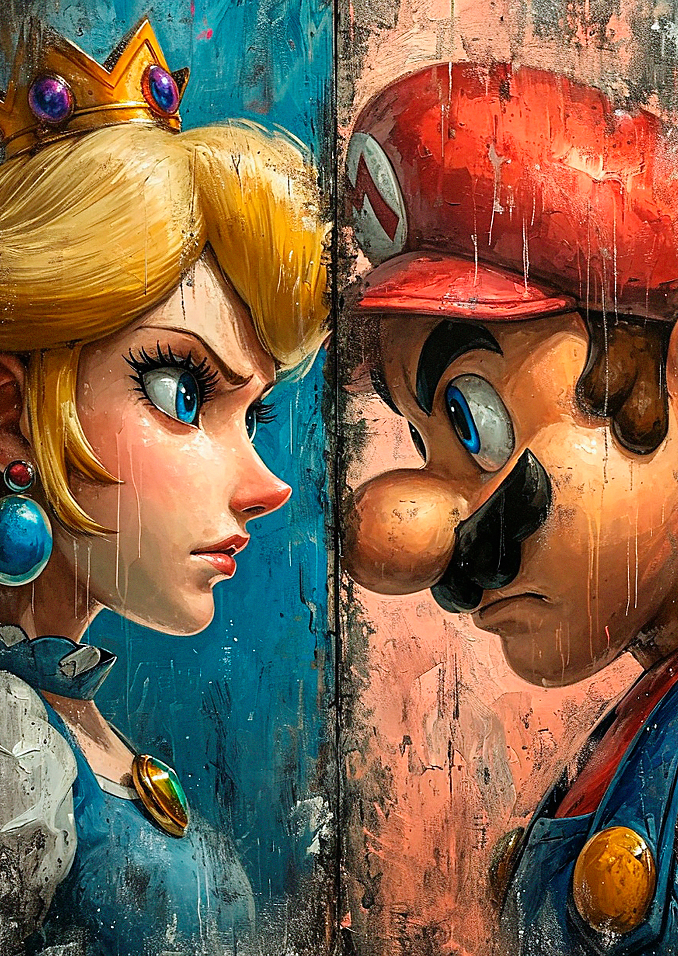 Mario & The Princess metal poster artwork