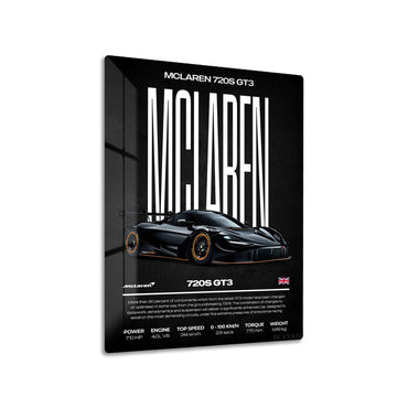 McLaren 720S GT3 metal poster on living room wall