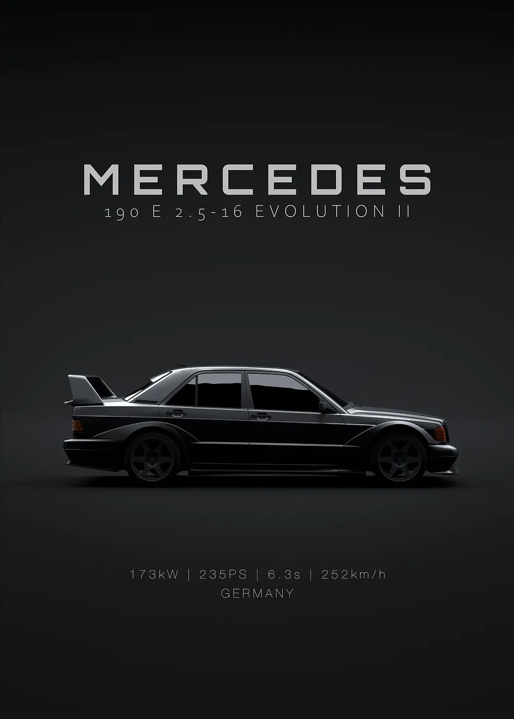 Mercedes-Benz 190E Evo II metal poster artwork