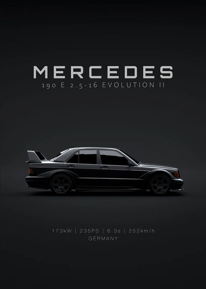 Mercedes-Benz 190E Evo II metal poster artwork