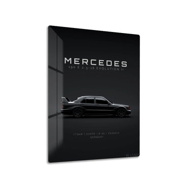 Mercedes-Benz 190E Evo II metal poster on living room wall