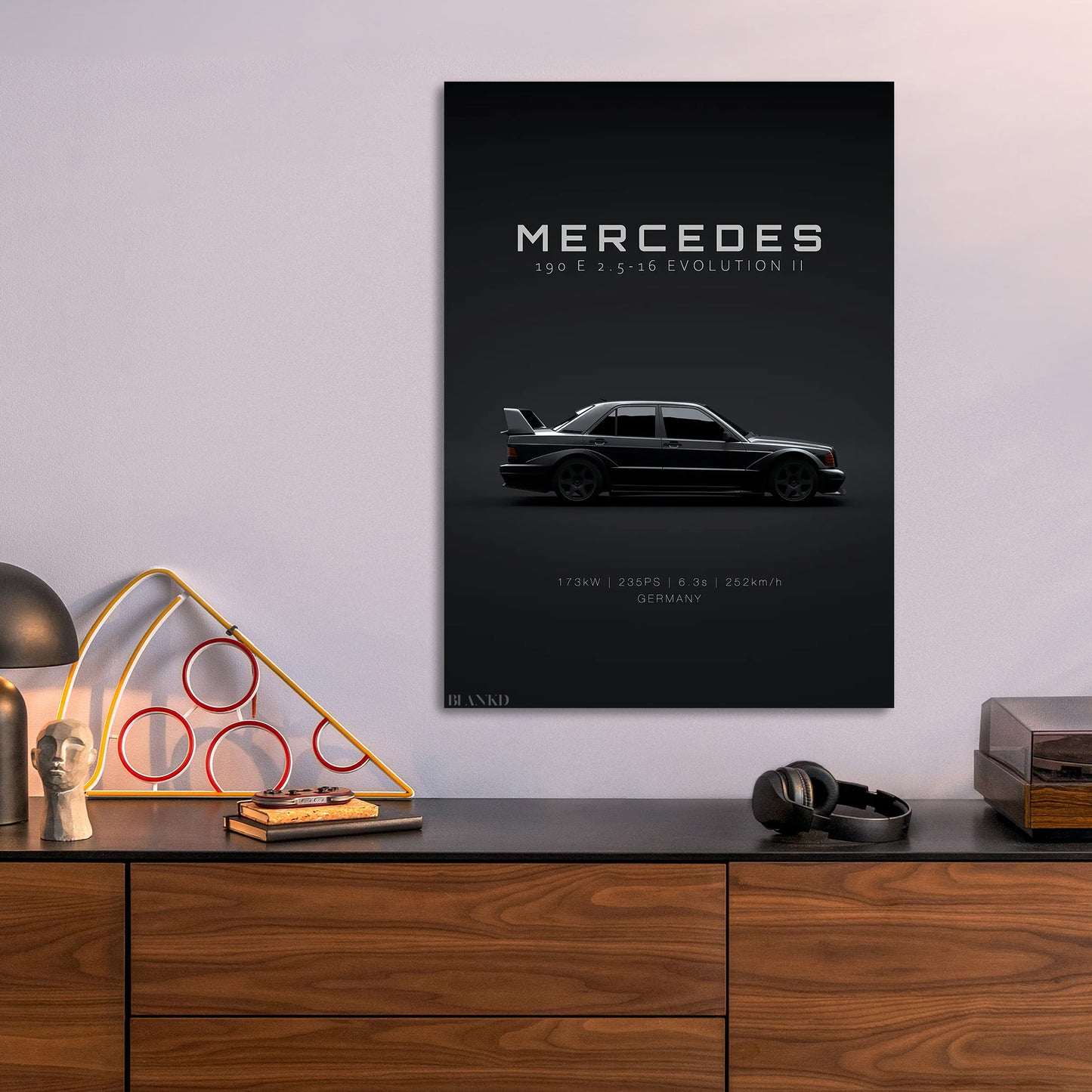 Mercedes-Benz 190E Evo II metal poster size comparison