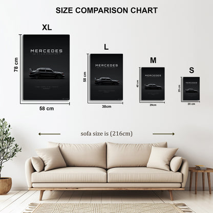 Mercedes-Benz 190E Evo II metal wall art in styled room setting