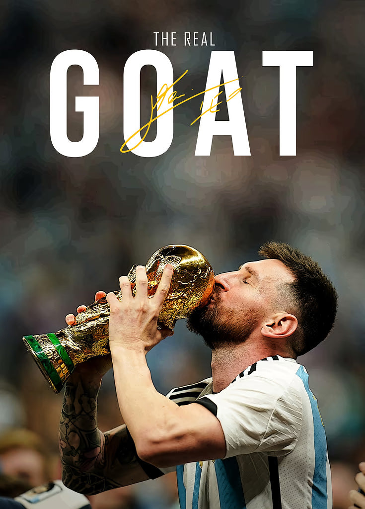 Messi The Real GOAT metal poster artwork