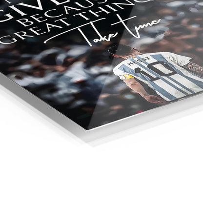 Messi Never Give Up metal poster