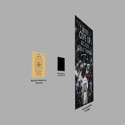 Messi Never Give Up metal poster