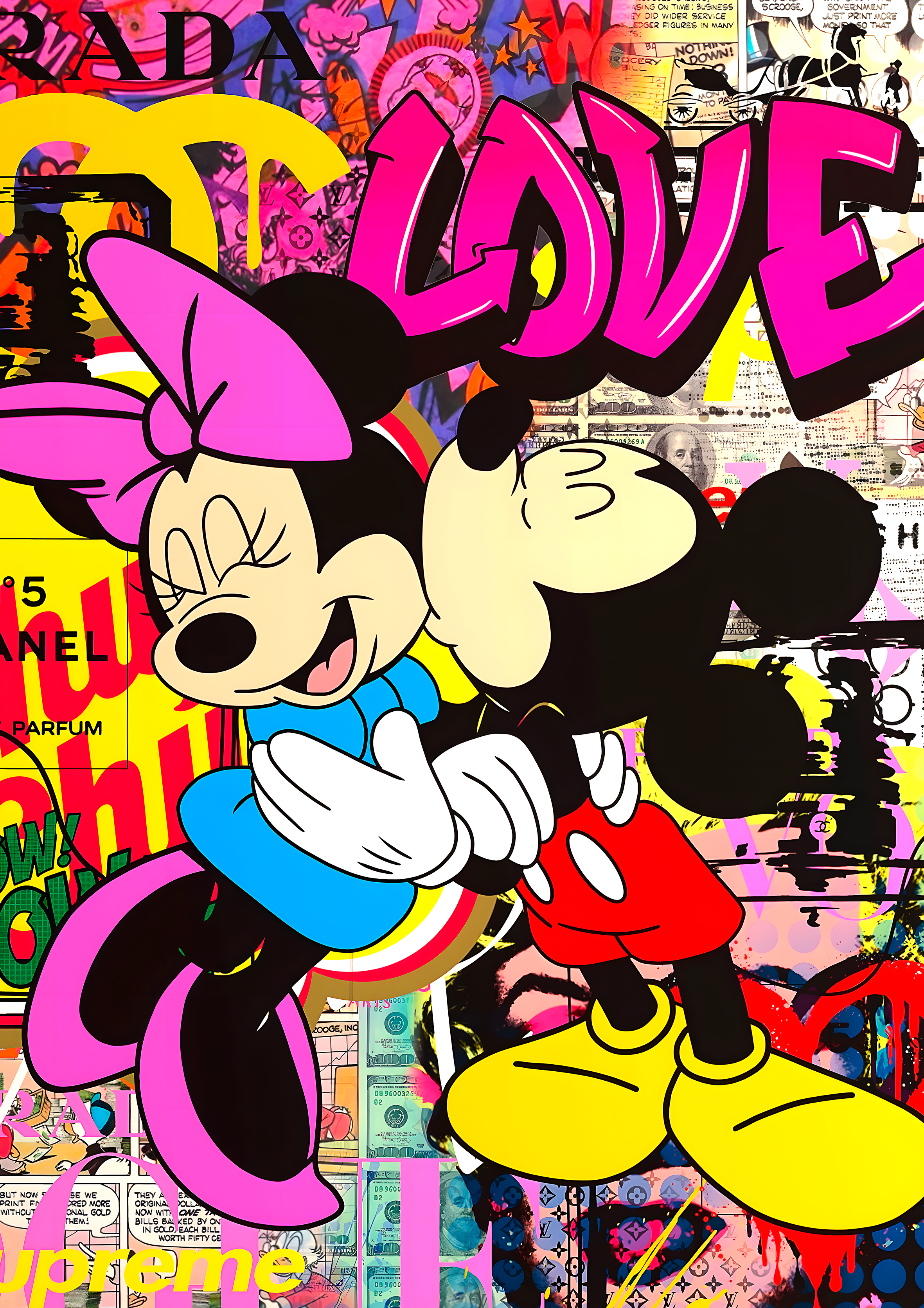 Mickey and Minnie Mouse's Famous Kiss metal poster artwork