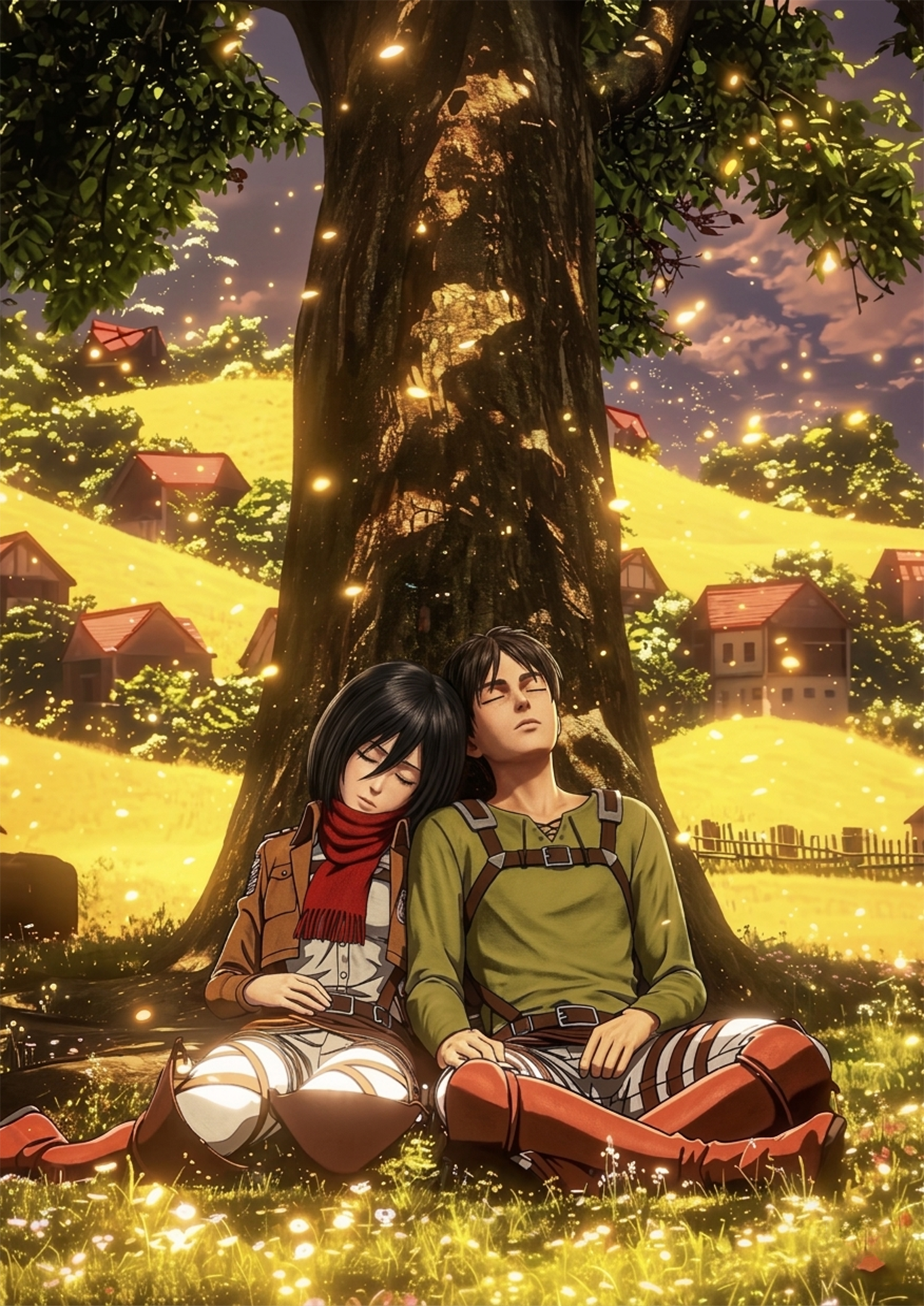 Mikasa & Eren metal poster artwork