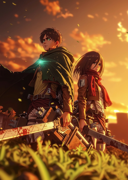 Mikasa & Eren 2 metal poster artwork