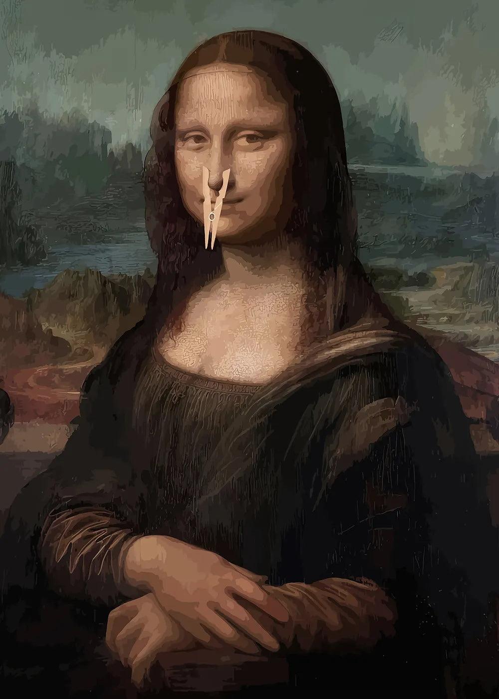 Mona Lisa Clothespin metal poster artwork
