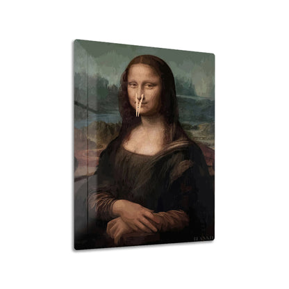 Mona Lisa Clothespin metal poster on living room wall
