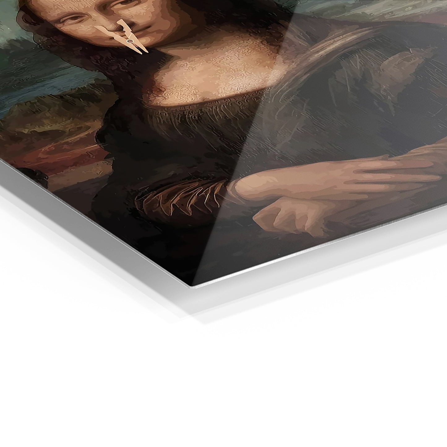 Mona Lisa Clothespin metal wall art in a modern interior