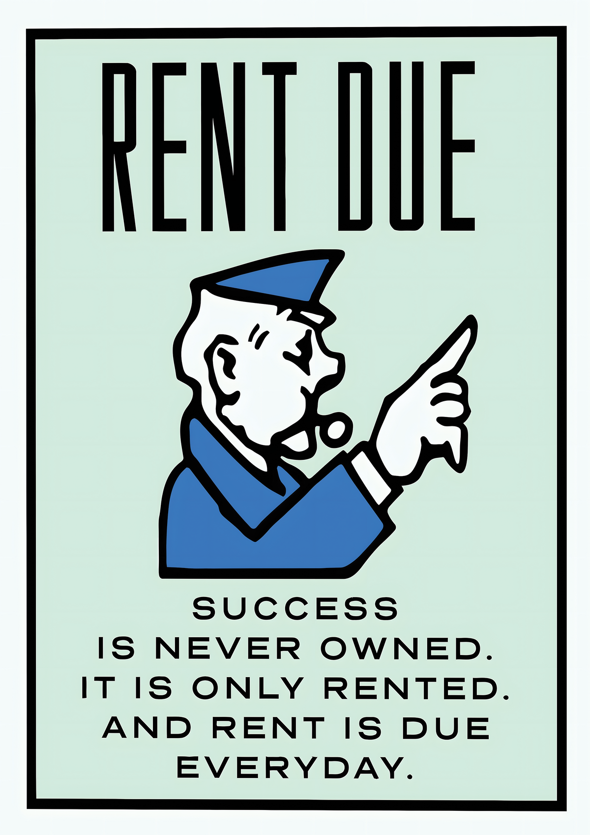 Monopoly Rent Due metal poster artwork