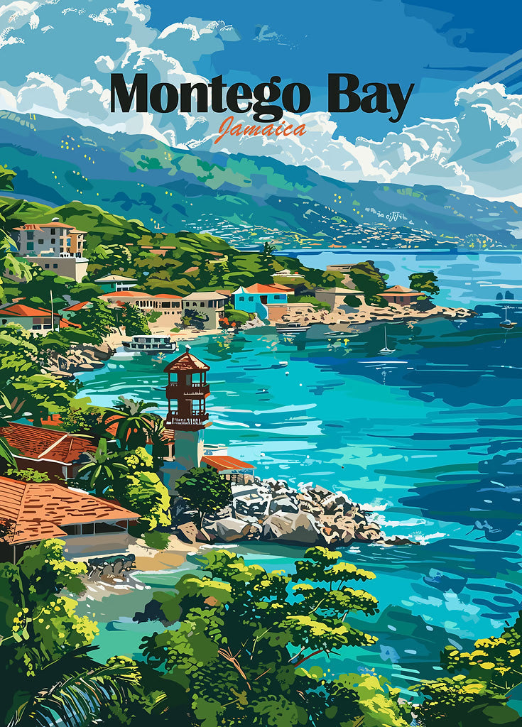 Montego Bay Jamaica Travel Poster metal poster artwork