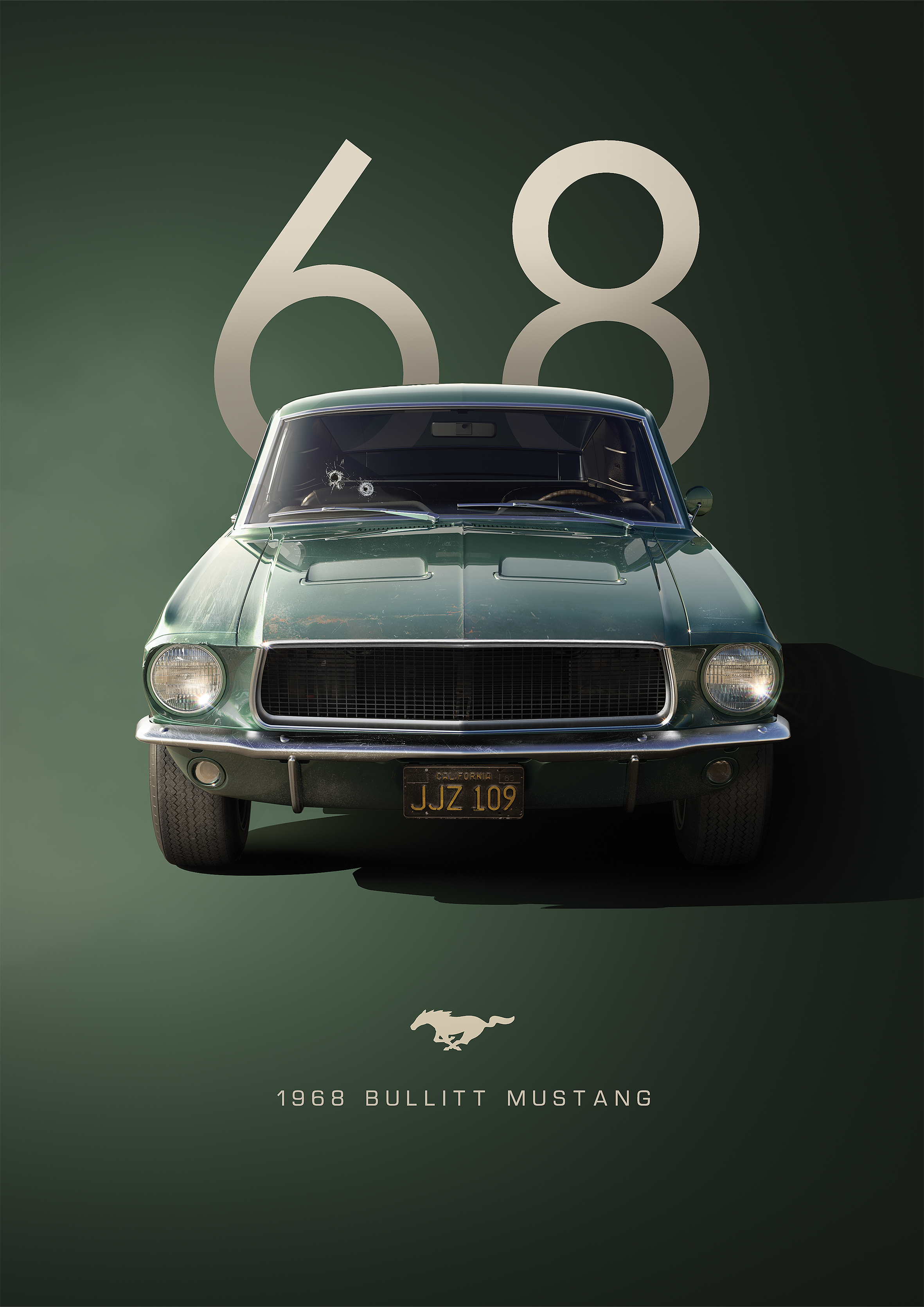 1968 Mustang metal poster artwork