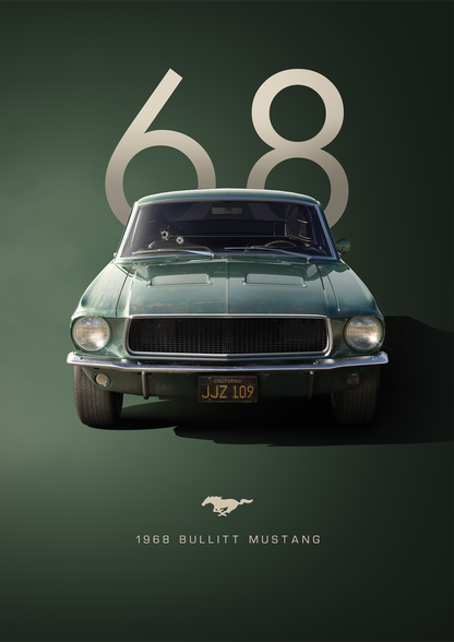 1968 Mustang metal poster artwork