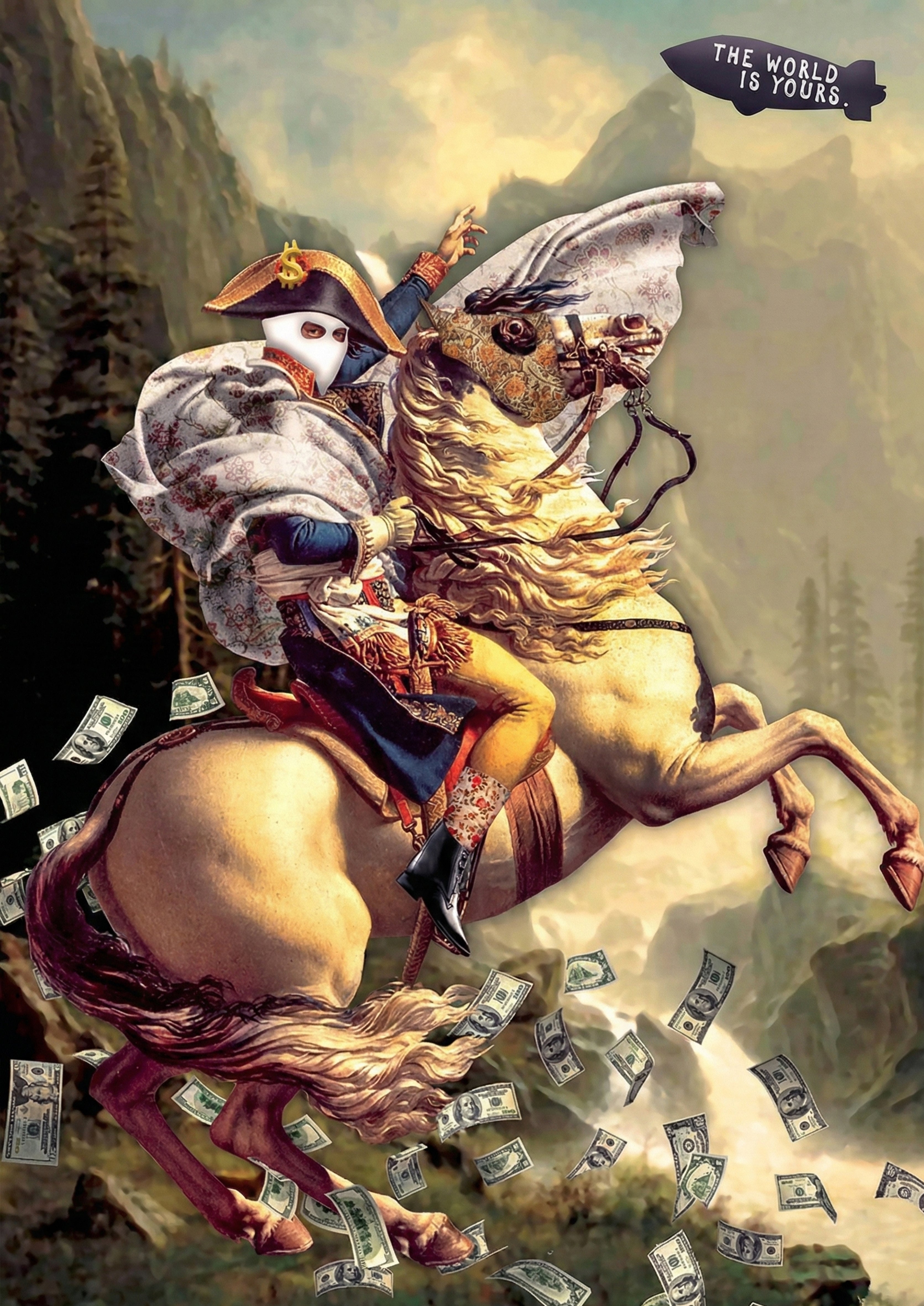 Napoleon with a mask metal poster artwork