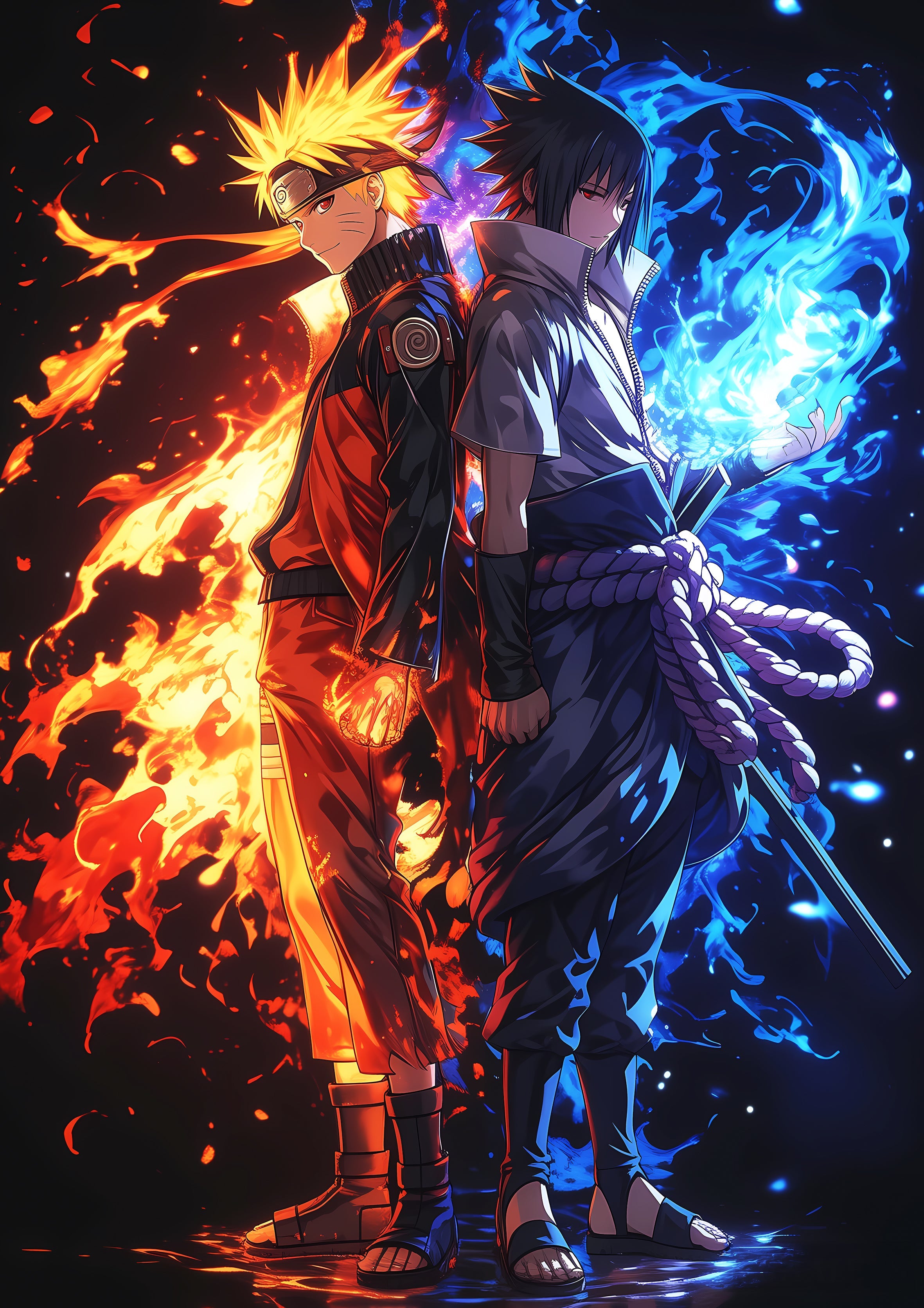 Naruto and Sasuke metal wall art