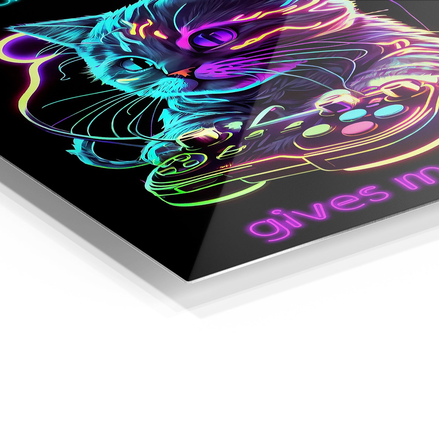Neon Gaming metal wall art in a modern interior