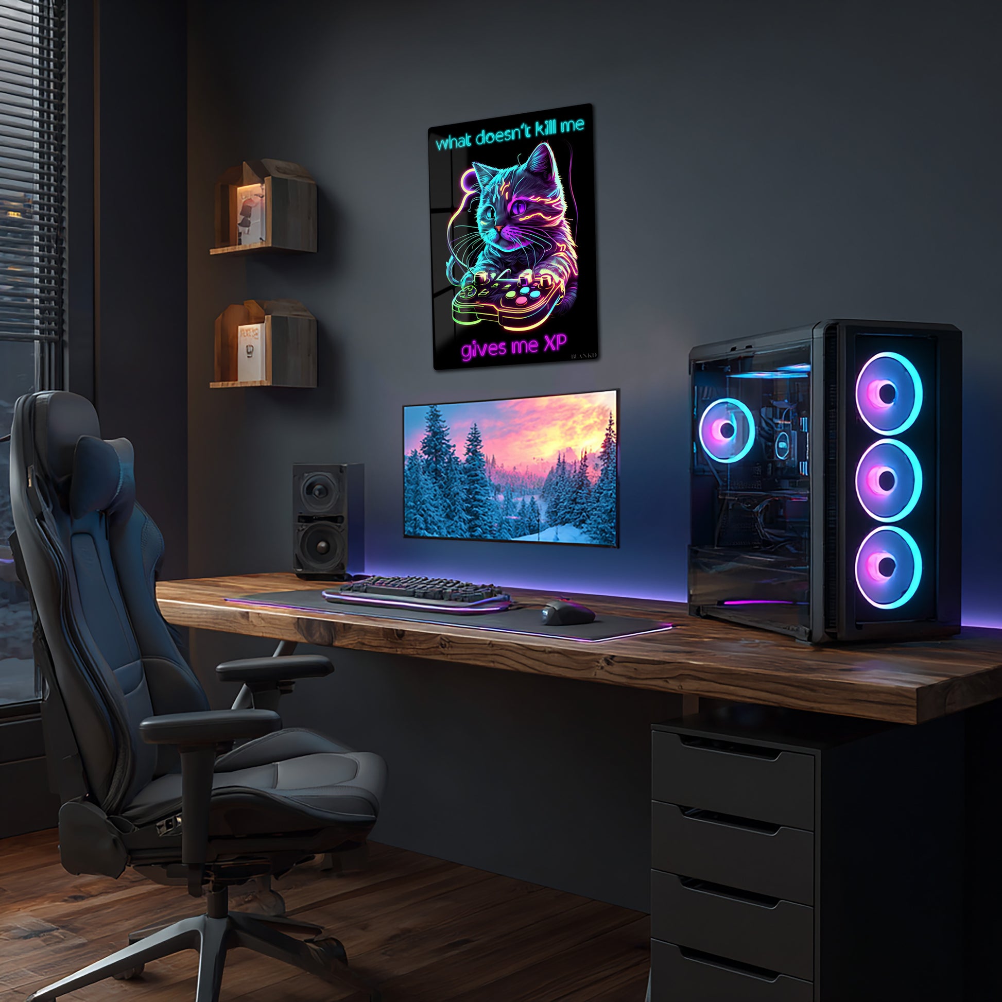 Neon Gaming metal print magnetic mounting detail