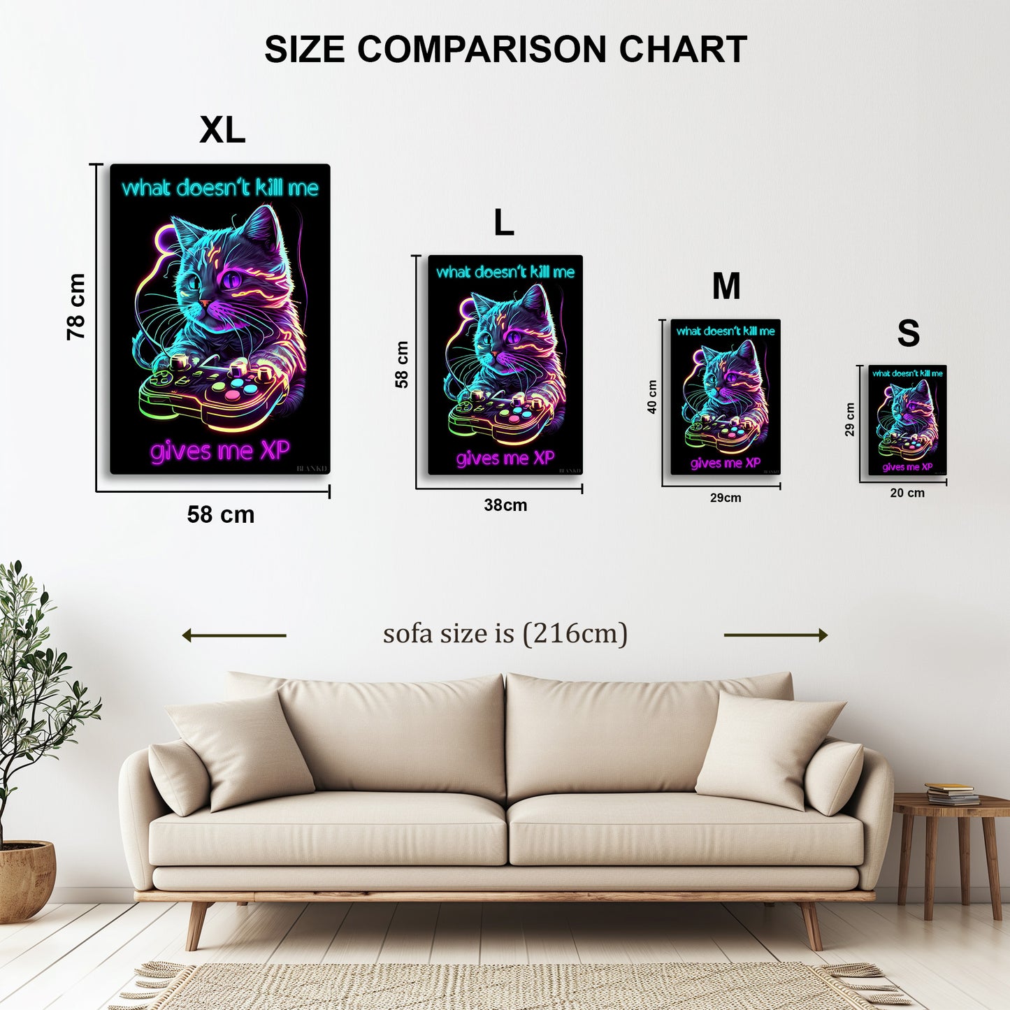 Neon Gaming metal wall art in styled room setting