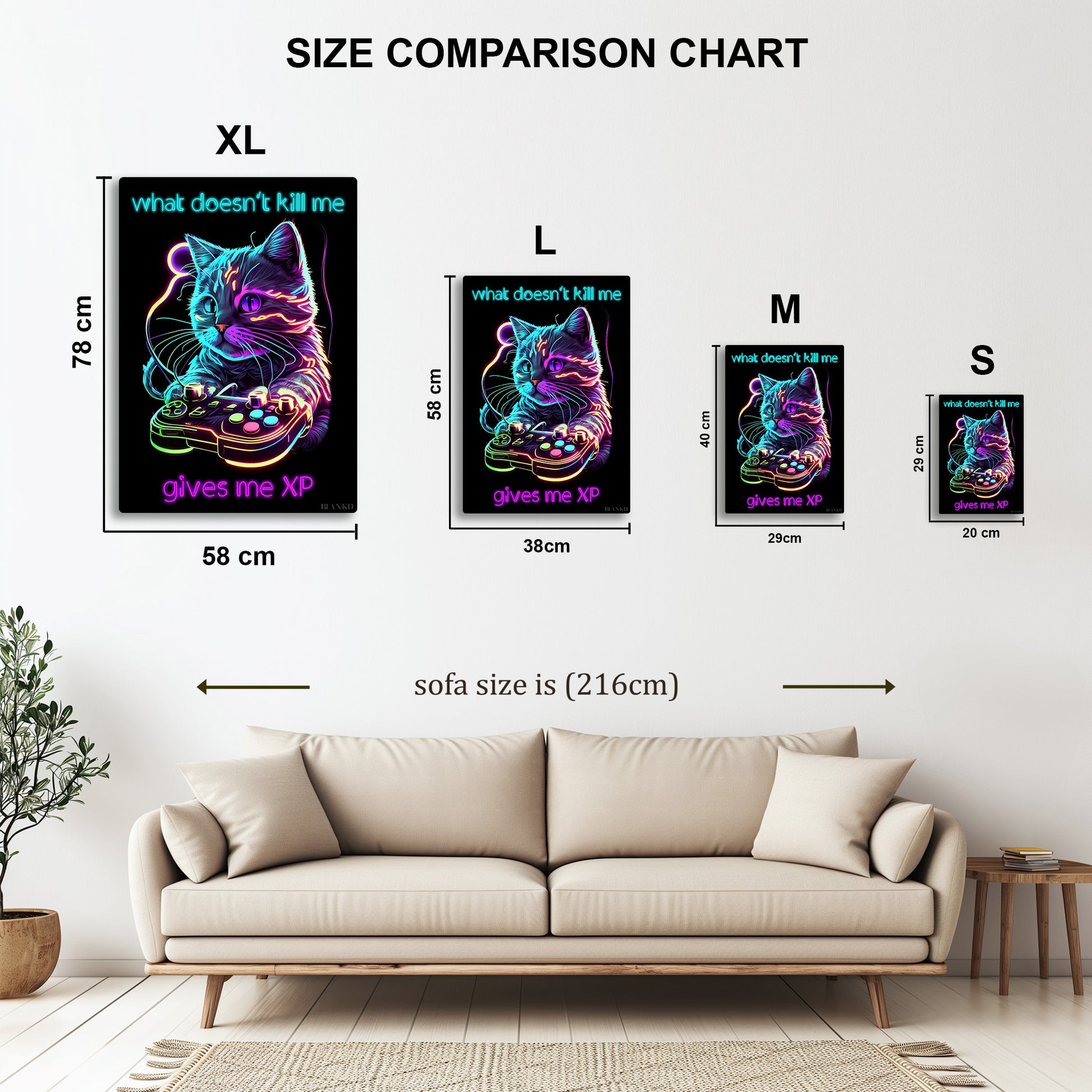 Neon Gaming metal wall art in styled room setting