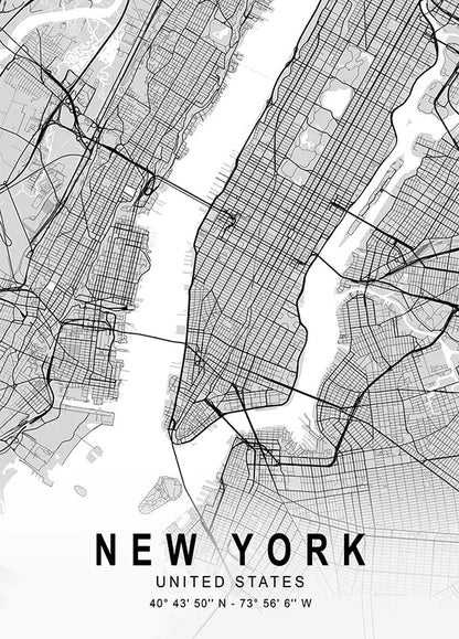 New York City Map metal poster artwork