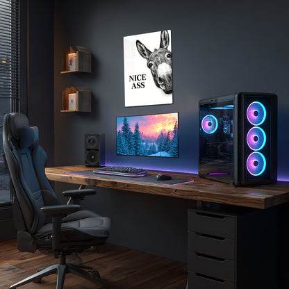 Fine Donkey metal print magnetic mounting detail